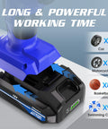 Cordless Tire Inflator Portable On The Go Air Compressor With 150 PSI Dual Power DC 12V And Battery, blue with digital gauge