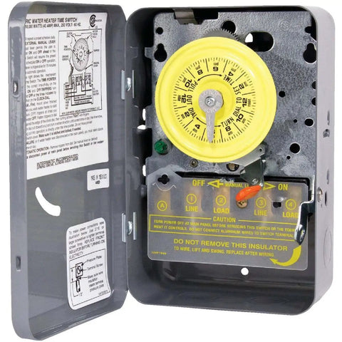 WH40 Mechanical Water Heater Time Switch Durable Gray Housing With Easy Dial Settings For Precise Daily On Off Control