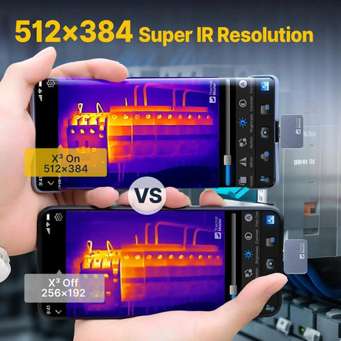 Pro Grade Thermal Imager For iPhone With Macro Lens, 512x384 IR Resolution, 15X Zoom, -4 To 1112 F Temperature Range, showing comparison view