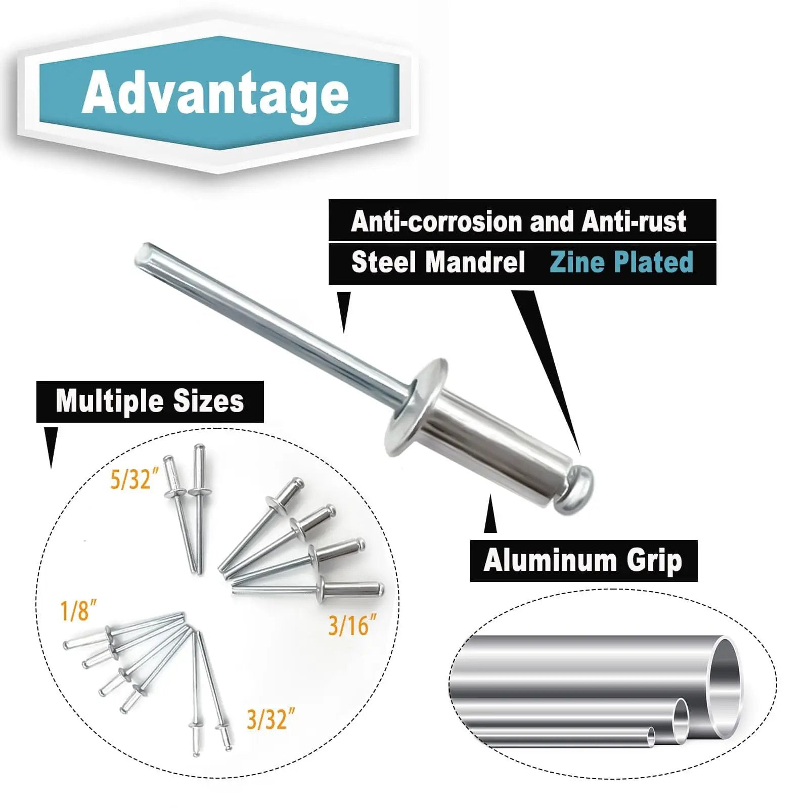 580 Piece Pop Rivet Assortment Kit For DIY Projects ✓