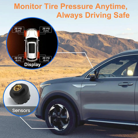 Set Of 4 TPMS Tire Pressure Monitoring Sensors With Relearn Tool For Broad Vehicle Compatibility, Including SUVs, Trucks And Cars, Direct OEM Replacement For Silverado And More, Delivers Stable Signal, Accurate Readings, Easy Install on SUV