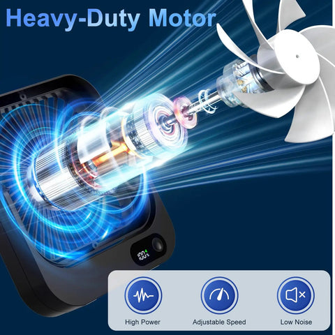 Inside view of the heavy-duty motor showcasing the powerful design of the Slick Magnetic Travel Cooling Fan Built Tough For Cruise Cabins And Beach Vacations Upgraded Rechargeable Delivers Five Chill Speeds To Keep You Fresh On The Go Without Added Fuss.