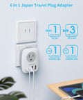 Go To US To Japan Travel Plug Adapter With 2 AC Outlets 3 USB Ports And USB C Type A 2 Prong To 3 Prong Converter Multi Port Power Hub