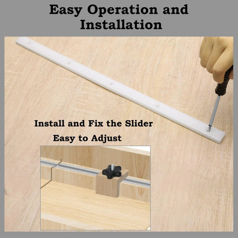 Table Saw Crosscut Sled Kit With Aluminum T Track And UHMW Miter Bars installation with screwdriver on wood.