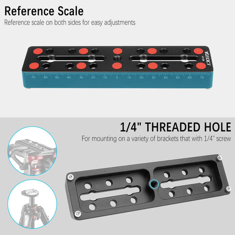 Vixen Style Dovetail Mounting Plate With 160mm Telescope Rail Bar Reference Scale and Threaded Holes for Camera Mounting