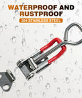 Heavy Duty Stainless Steel Toggle Latch Clamp Set 2 Pack Adjustable Pull Hasp Latches, Rustproof 304 Stainless Steel with water droplets