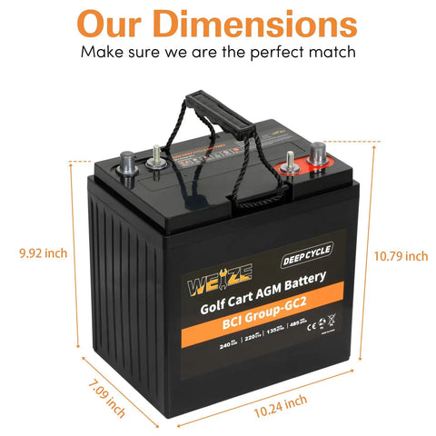 Rock Solid Gc2 6V 240Ah Deep Cycle AGM Gel Battery For Golf Carts Scissor Lifts And Scrubber Sweepers With Heavy Duty Sae Terminals And Badass Durability