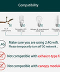 Compatibility guide for Universal Ceiling Fan Remote Control Replacement with LED, CFL, incandescent bulbs; no exhaust fans.