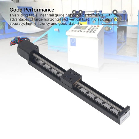 Rock Solid High Precision Linear Rail Guide Slide Actuator Featuring A Dead Smooth 200Mm Stroke And Dependable T6x4 Screw Drive, black metal rail guide.