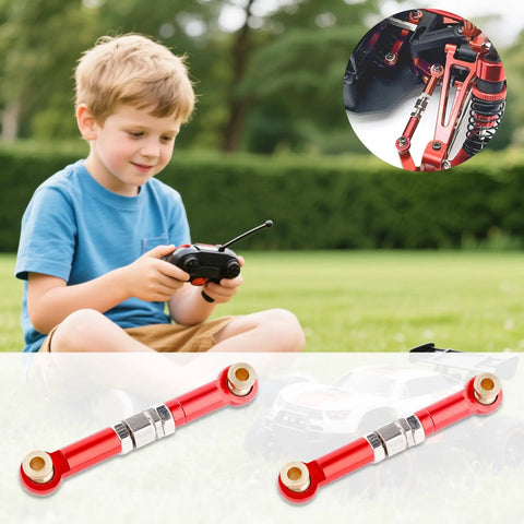 2Pc Beefed Up Metal Steering Linkage Set For 1 To 14 Scale RC Cars Rock Solid Tie Rod And Pull Rod Arm Replacement For MJX Hyper Go H14BM 14209 14210 Red Aluminum Steering Linkage Accessories on RC car