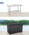 Before and after using Outdoor Prep Table Cover 48 Inch Waterproof UV Resistant Fadeproof Patio Table Shield for stainless steel table.