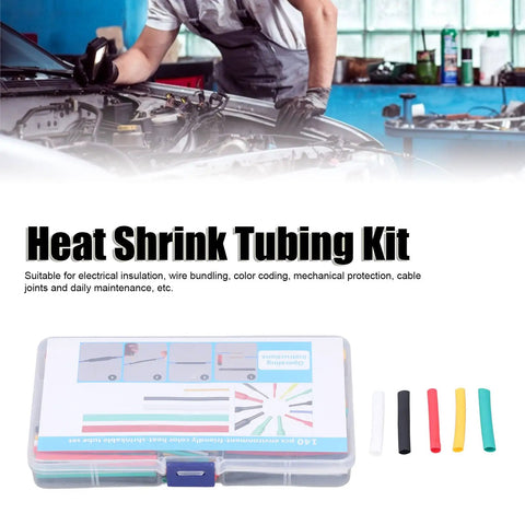 Super Cool 140Pc Heat Shrink Tubing Kit That Totally Slaps For All Your Wire Wrapping Needs And Durable Electrical Insulation Work Plus Color Coding And Cable Bundling In Various Sizes To Keep Yall Safe. 140-piece plastic case with multicolor tubes