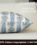 Floral Throw Pillow Covers 18x18 Inch Set Of 2 Light Blue Floral Block Print Decorative Pillow Covers For Couch Sofa Bed Living Room Neutral Farmhouse Boho Cozy Home Decor Cover Only, side view