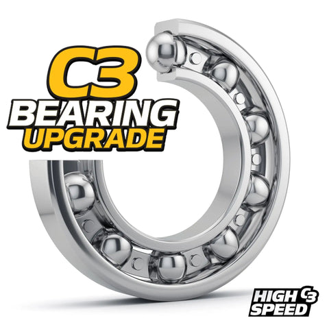 C3 Spindle Bearings with chrome finish, showing ball bearings for Bobcat Skid Steer Loader, Built Tough Two Pack C3 Spindle Bearings Straight Up Swap For Bobcat Skid Steer Loader Fits 4167554-01 And 38348-01 With Synthetic Grease For Rock Solid Daily Grind Work.