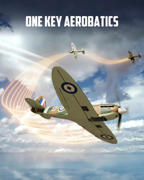 Brushless RC Plane With 4 Channel Remote Spitfire Fighter RTF Gyro Stabilizer Aileron Advanced Aerobatics in flight
