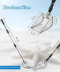 Beach Day Must Have Sand Sifter Set With Telescoping Handle Angled Scoop For Easy Digging, dimensions shown with stainless steel head.