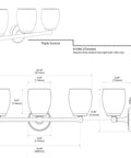 Diagram of Triple Wall Sconce Bathroom Vanity Light Fixture In White Finish showing dimensions and mounting details.