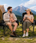 Two Pack Lightweight Folding Camping Chairs For Adults With 4 Can Cooler Bag Cup Holder And Carry Bag in outdoor setting
