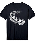 Outrigger Canoe Hawaiian Tribal Tee For Men Dope Polynesian Art Graphic Shirt, Maori Style Hawaii Tee with canoe graphic design
