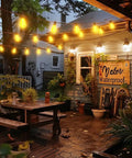 Outdoor patio with 100Ft Outdoor String Lights Waterproof Patio Lighting With Clear Shatterproof ST38 Vintage Edison Bulbs Connectable Outdoor Hanging.