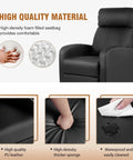 Recliner Chair Push Back Lounge Sofa For Home Theater And Living Room With Lumbar Support Leather Padded Seat And Backrest