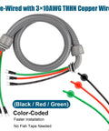 8 Ft Non Metallic Liquid Tight Conduit Kit With Pre Wired Electrical Whip And 3 X 10AWG THHN Copper Wires Pre Installed Terminals