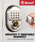 Sabbath Ready Mechanical Keypad Deadbolt Lock Round Style Zinc Alloy Commercial Grade Rekeyable 100 Percent Mechanical No Battery Power Key Or Passcode Locking Compatible With SC1 Keyways installed on a door