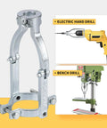 Heavy Duty Square Hole Drill Bit Adapter With Four Piece Mortising Attachment For Drill Press showing solid steel mount.