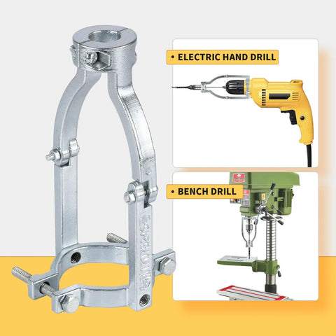 Heavy Duty Square Hole Drill Bit Adapter With Four Piece Mortising Attachment For Drill Press showing solid steel mount.