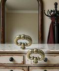 Set Of 2 Antique Bronze Ring Drawer Pulls With Back Plates For Cabinets Dressers And Furniture Hardware Vintage Style Knob Handles