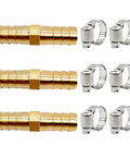 3/8 Inch Hose Repair Kit With Brass Barb Splicer Connectors And 6 Stainless Steel Clamps Watertight Straight Hose Barb Fittings For Water Fuel And Air All In One Easy Quick Fix For Leaks And Sprayers