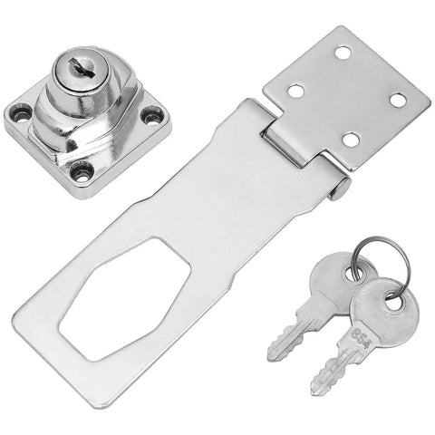 Heavy Duty Keyed Hasp Locks With Screws 4 Inch Safety Hasp With Lock Metal Twist Knob Keyed Locking Hasp Set Silver Finish 4 Pack