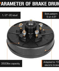 Brake drum hub for trailer axle, 5 on 4.5-in bolt pattern, 10 in diameter, 2-1/4 in wide, 3500 lb capacity