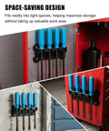 Four Slot Magnetic Pry Bar Organizer With Mounting Holes For Garage Or Shop, Wall Mount Or Magnetic Storage Rack To Hold Pry Bars