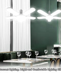 LED Garage Light With Five Adjustable Panels, 100W 8000LM Deformable Ceiling Light installed over dining tables