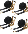 Heavy Duty Ratchet Straps 8000 Lbs Break Strength, 6600 Lbs Working Load Limit, 2 Inch By 27 Foot with Double J Hooks
