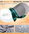 Ergonomic 3-In-1 Lumbar Support Pillow With Triple Fusion Back Massager And Heat For Sciatica Pain Relief with soft memory foam surface.
