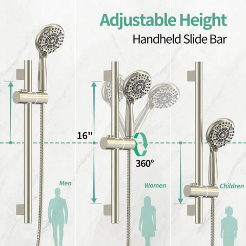 Start Your House Refresh With This Rock Solid Dual Function Wall Mount Shower Faucet Set Featuring A Seamless 12 Inch Slide Bar And Classic Brushed Nickel Look For A Totally Fresh Bathroom Vibe