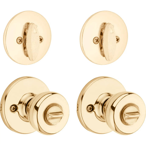 Tylo Entry Knob And Single Cylinder Deadbolt Project Pack Polished Brass For Exterior Doors With Keyed Entry Universal Handing Adjustable Latch