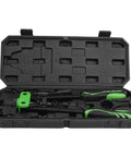 Open case showing the Rivet Nut Setting Kit with Ergonomic Rubber Grip for Comfort and Efficiency, durable alloy steel construction.