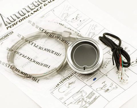 LEVANLIGHT 52mm oil pressure gauge kit with black face and silver bezel, 7-color LED display and wired pressure sensor.