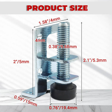 Dimensions of 4 Pack 2.36 Inch Adjustable Furniture Leveling Feet Heavy Duty L Shaped Leveler Legs Silver Galvanized Steel