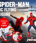 Spider Man Infrared RC Helicopter Jetpack Flying Figure With LED Lights Twin Rotors Action Phrases Marvel Licensed Hero Toy