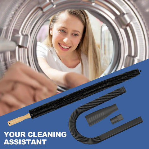 2 Piece Dryer Vent Cleaner Kit With Vacuum Attachment And Lint Screens Brush, Flexible Lint Remover Hose For No-Fuss Easy Dust Removal From Dryer Vents, Hoses, Behind And Under Appliances