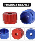 2 Pack Round Wheel Handle Made Of Aluminum Alloy For Refrigeration Gauges And HVAC Control Valves Easy Grip Knobs in red and blue