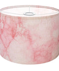 Marble Granite White Drum Lamp Shade With Pink Graphic Abstract Pattern For Table And Floor Lamps Replacement Fabric Lampshade