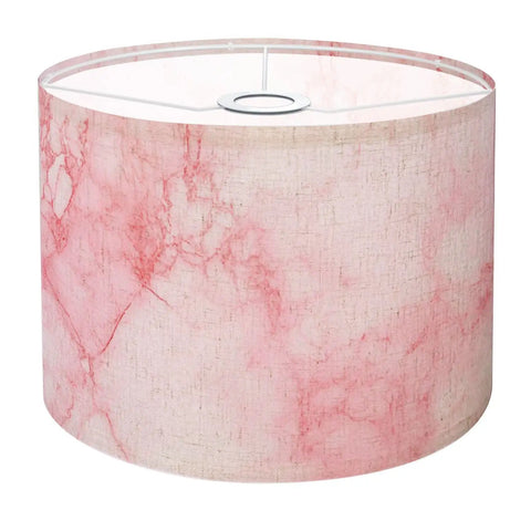 Marble Granite White Drum Lamp Shade With Pink Graphic Abstract Pattern For Table And Floor Lamps Replacement Fabric Lampshade