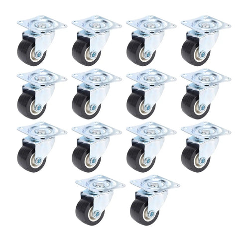 Chiyyak 14 Pieces Furniture Casters, 360 Degree Rotation, 1 Inch Swivel Caster Wheel for Table Cabinet Workbench, black and silver wheels.