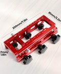 Adjustable Aluminum Door Hinge Mortise Jig Kit with dual clamps in red, 200mm by 81mm, precise positioning for hinges.