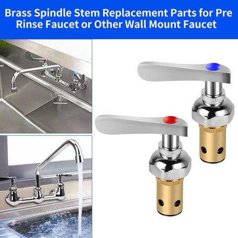 Replacement Brass Hydraulic Control Spindle Cartridge For Faucets Hot And Cold, shown with wall mount kitchen faucet
